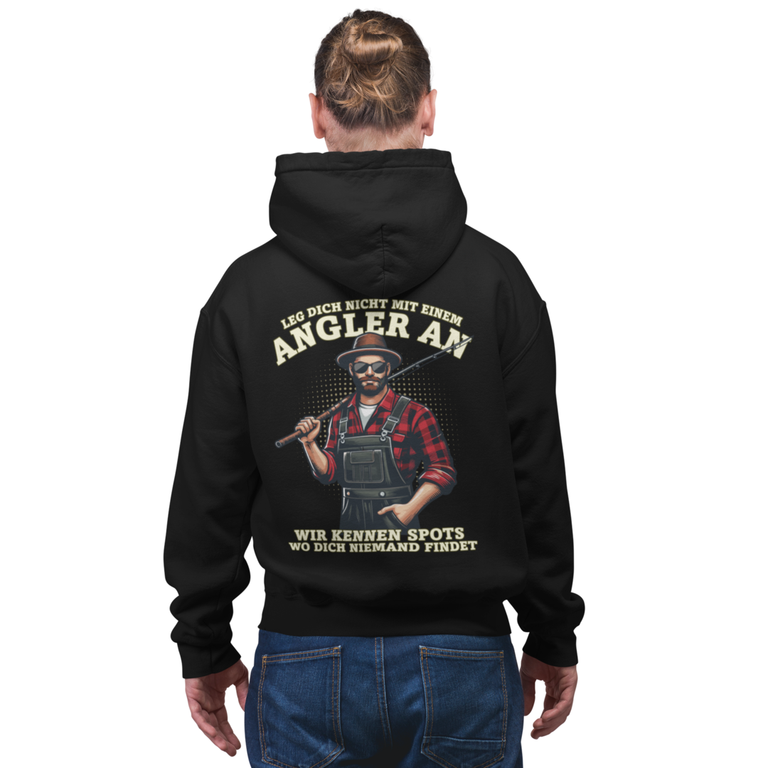 Leg dich nicht mit einem Angler an - Premium Hoodie #Backprint