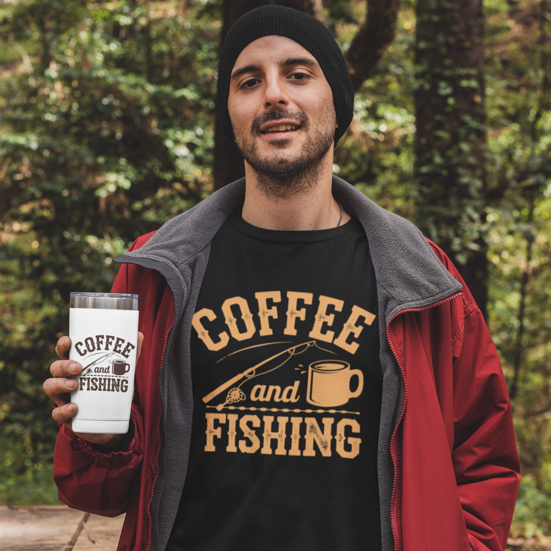 Coffee and fishing - Premium T-Shirt