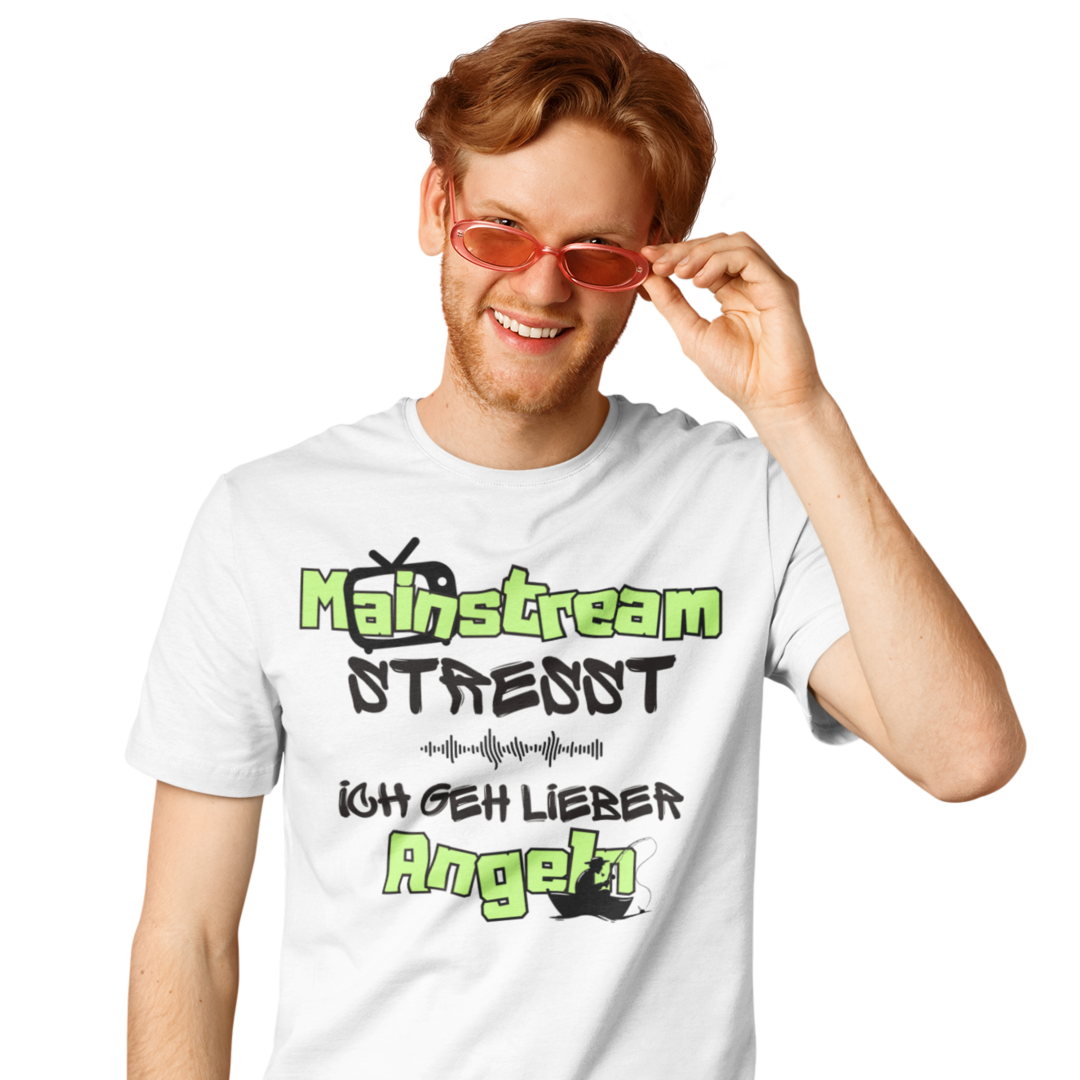 Mainstream stresst, ich geh lieber angeln - Premium T-Shirt