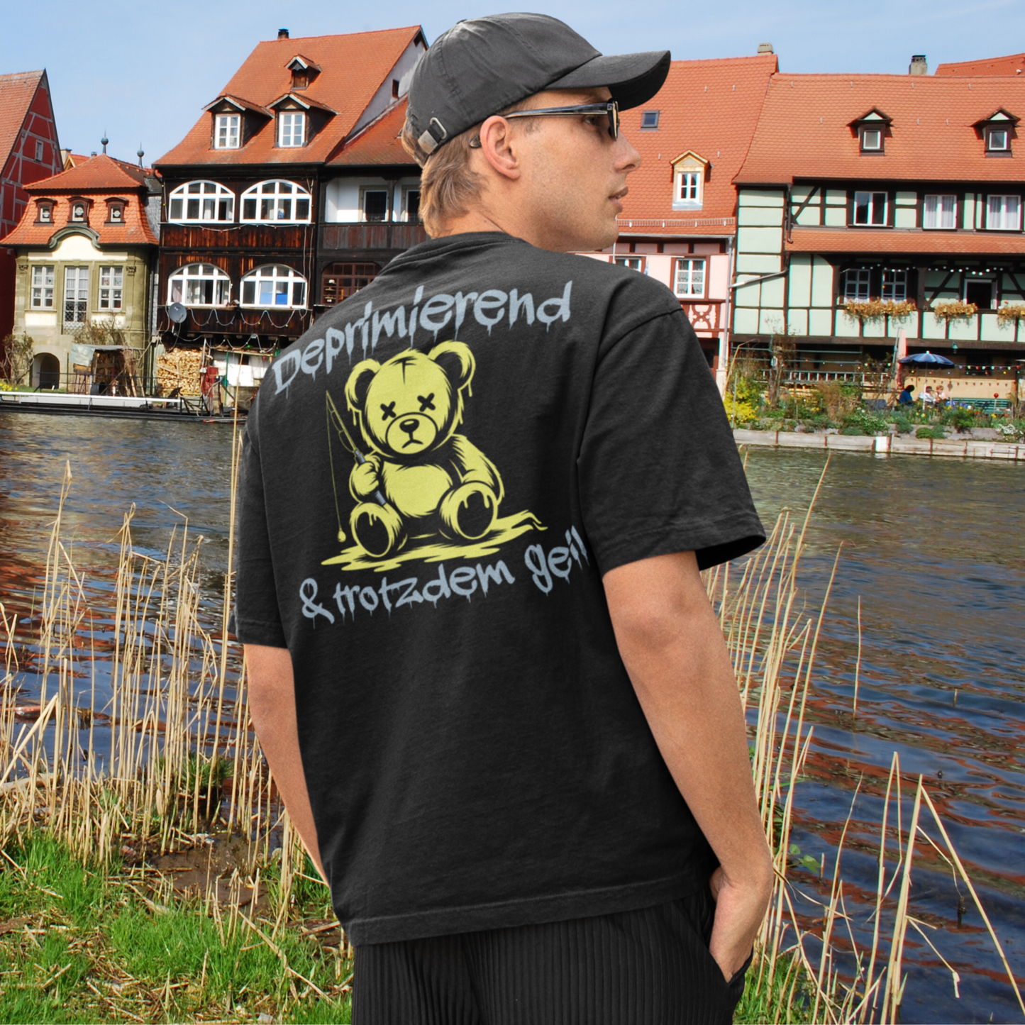 Deprimierend & trotzdem geil - Oversized Shirt #Backprint