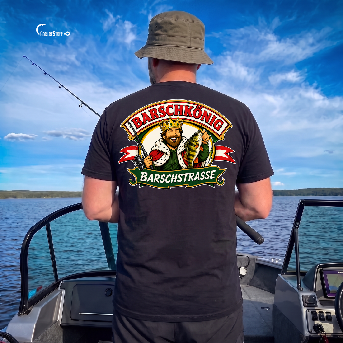 Barschkönig - Premium T-Shirt #Backprint