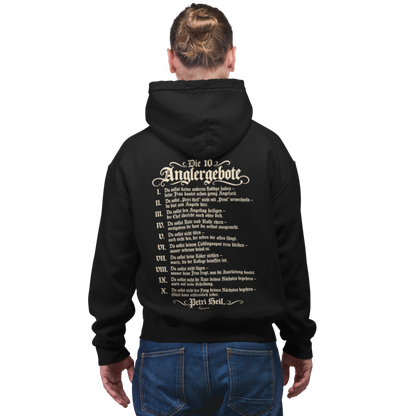 Die 10 Anglergebote - Premium Hoodie #Backprint