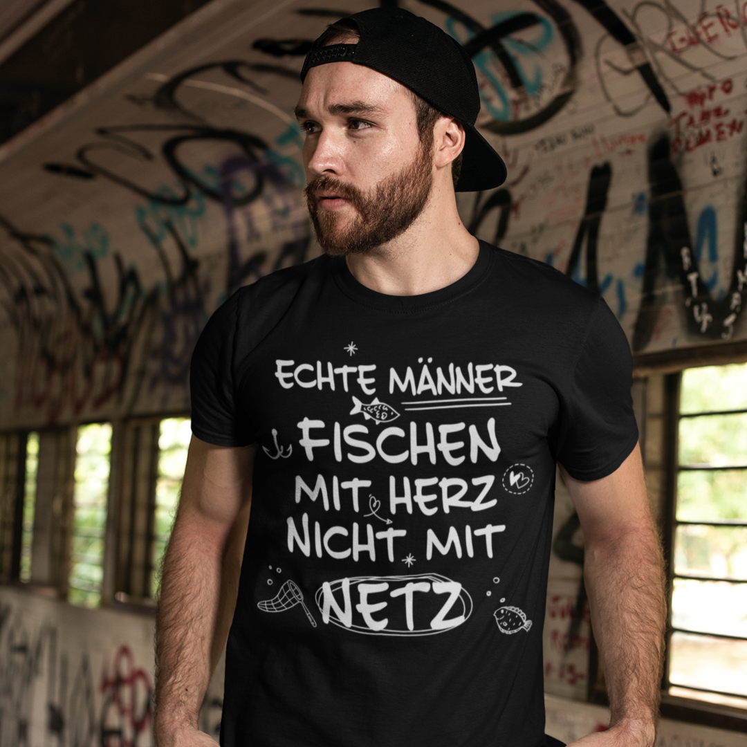 Echte Männer fischen mit Herz - Premium T-Shirt