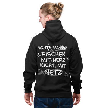 Echte Männer fischen mit Herz - Premium Hoodie #Backprint