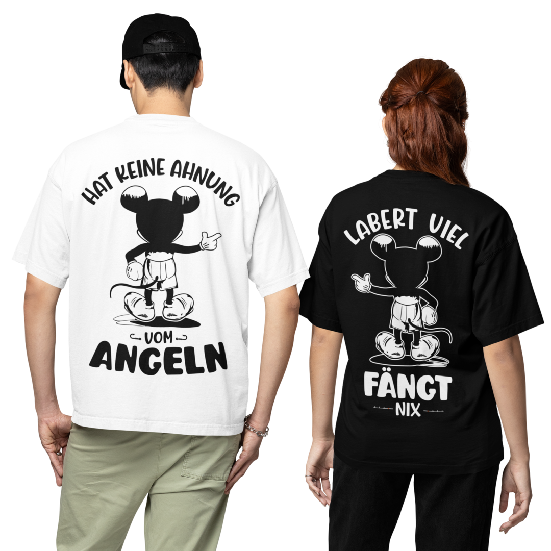 Keine Ahnung vom Angeln Cartoon - Oversized Shirt #Backprint