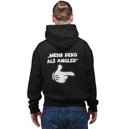Mehr Deko als Angler - Premium Hoodie #Backprint