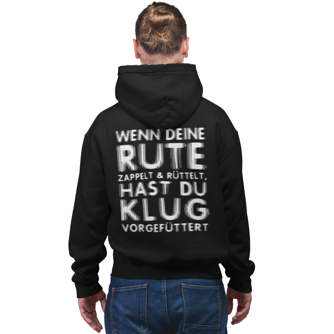 Wenn Deine Rute zappelt & rüttelt - Premium Hoodie #Backprint