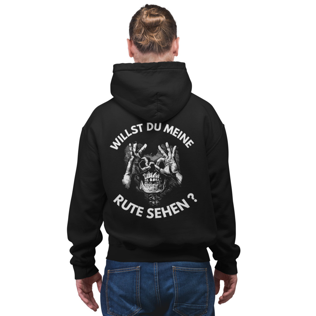 Willst Du meine Rute sehen ? - Premium Hoodie #Backprint