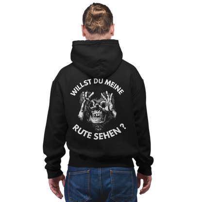 Willst Du meine Rute sehen ? - Premium Hoodie #Backprint