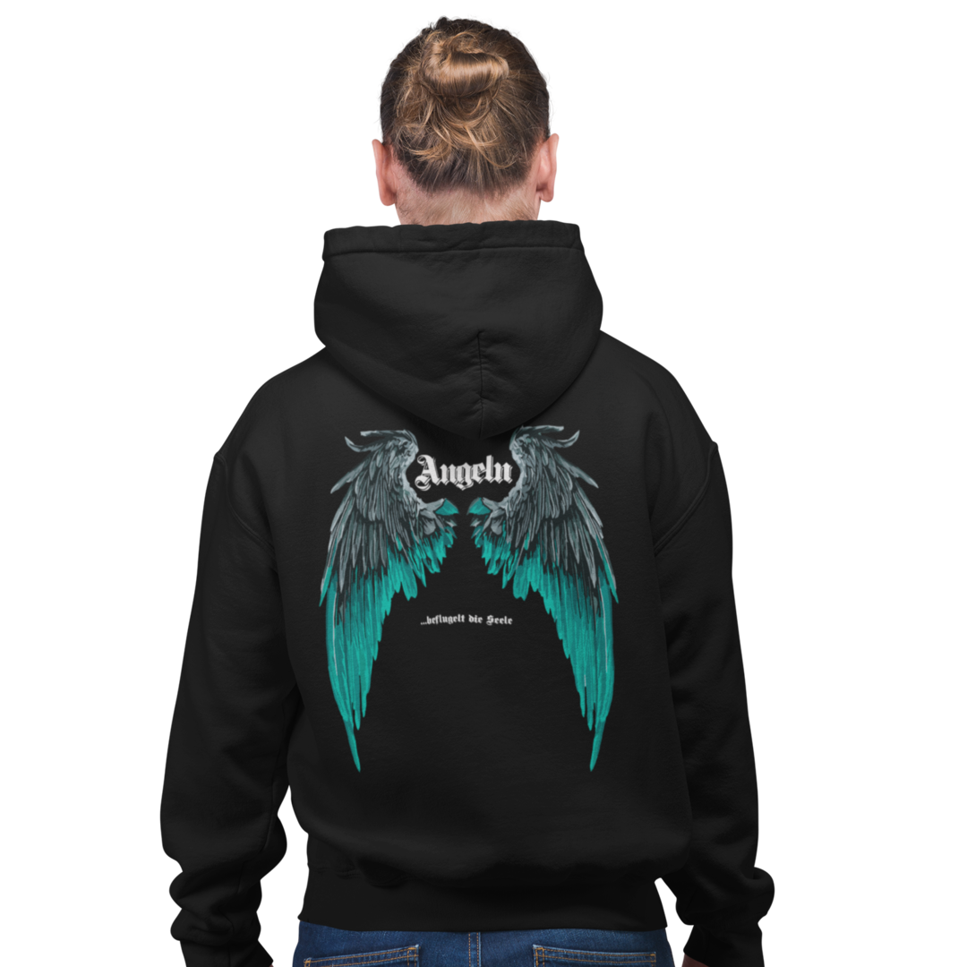 Angeln beflügelt die Seele - Premium Hoodie #Backprint