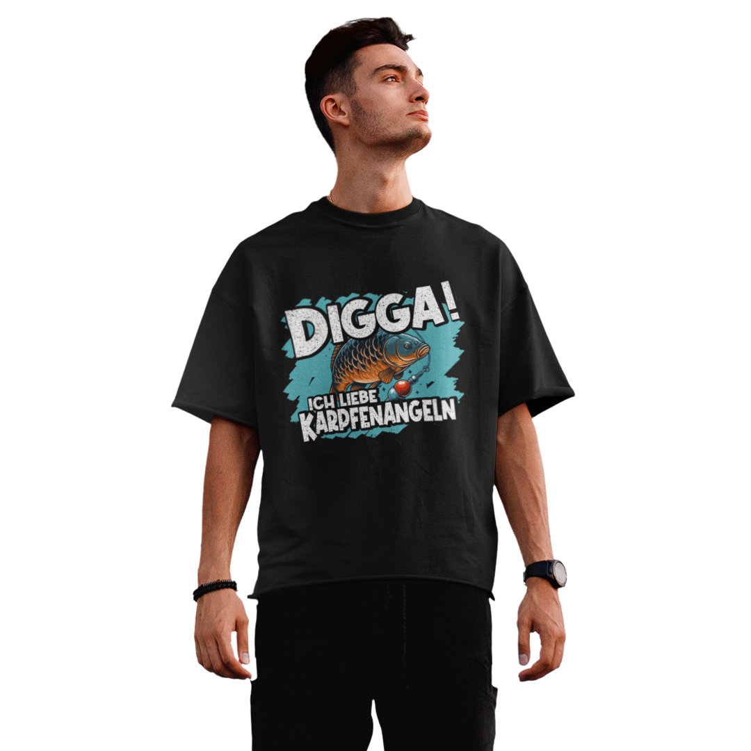 Digga ! Ich liebe Karpfenangeln - Premium Oversized Shirt