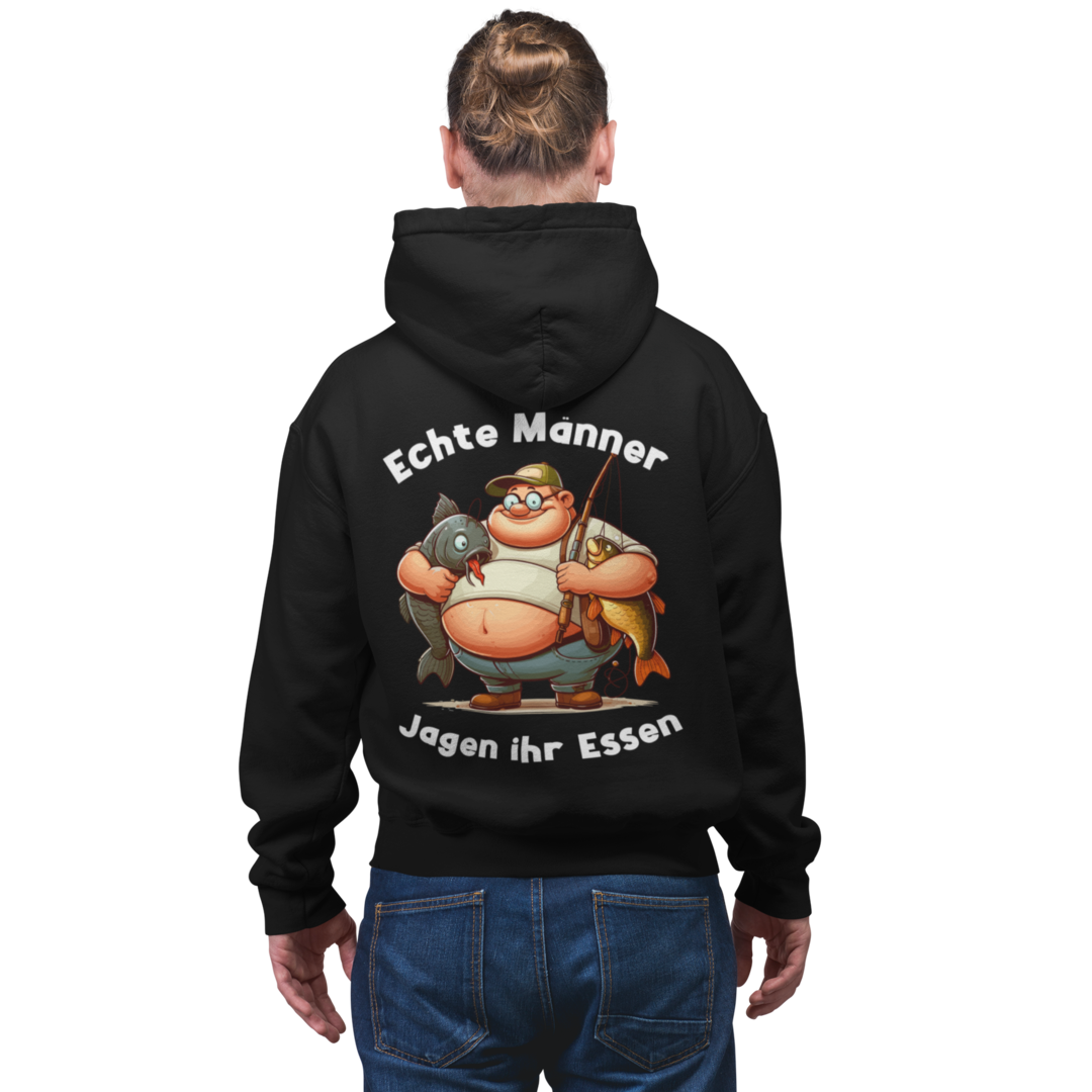 Echte Männer Jagen Ihr Essen - Premium Hoodie #Backprint