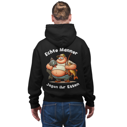 Echte Männer Jagen Ihr Essen - Premium Hoodie #Backprint