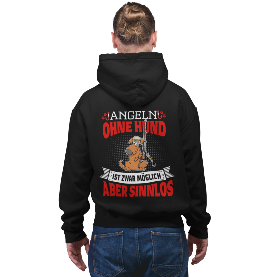 Angeln ohne Hund - Premium Hoodie #Backprint