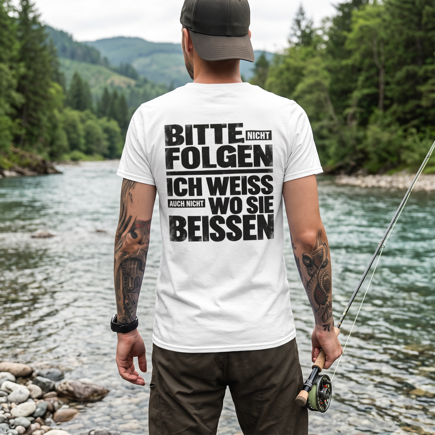 Bitte folgen - Premium T-Shirt #Backprint